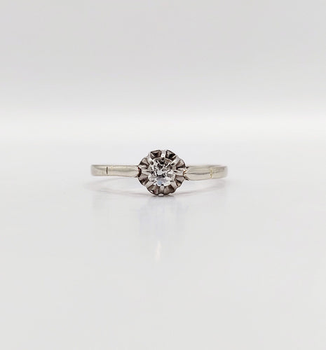 Bague 51 Bague solitaire art deco or blanc 18k diamant taille ancienne 58 Facettes A05998