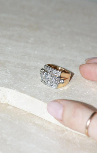 Bague Bague Tank  Or Platine Diamants 3,00 Cts 58 Facettes