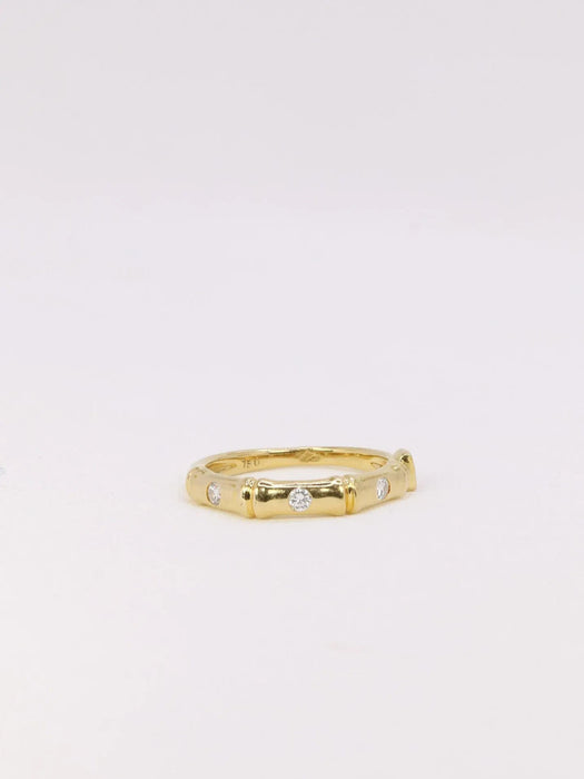 KORLOFF - Bague bambou or jaune diamants