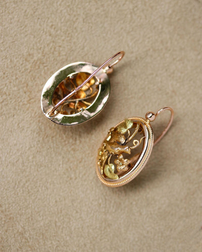 Paire de Dormeuses Ancienne Grand Modèle en Or Rose