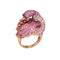 Bague Flamant Rose Double Or Rose et Saphir Rose