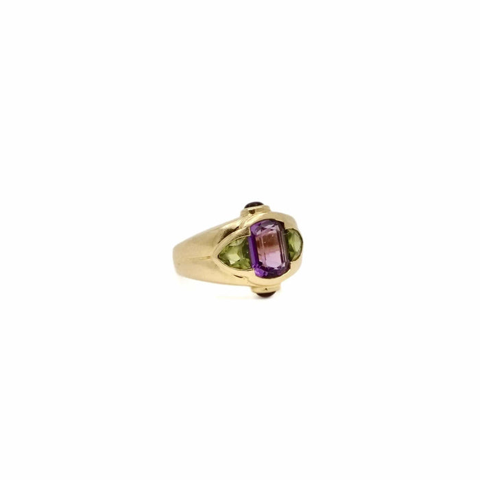 Bague Bague lilas améthyste et péridots 58 Facettes REF24062-225