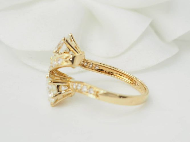 Bague 52 Bague Toi et Moi en or jaune et diamants 58 Facettes 33541