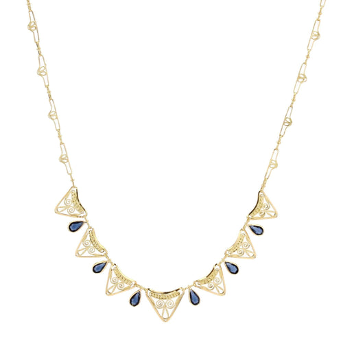 Collier ancien draperie saphirs