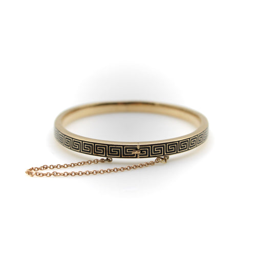 Bracelet Bracelet victorien en or émaillé à motif de clé grecque 58 Facettes