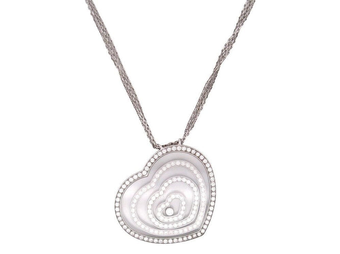 Collier collier CHOPARD happy spirit 4 coeurs 154 diamants 2 or blanc 58 Facettes 264347