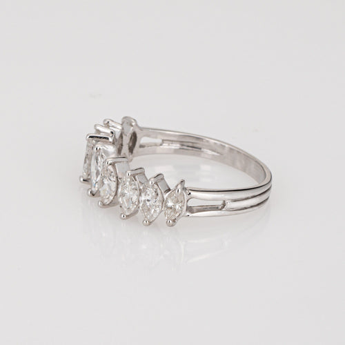 Bague marquise en platine avec diamant 1 ct, taille 5,75, bijou vintage anniversaire