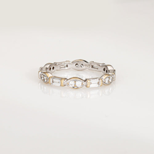 Bague 53.5 Bague d'éternité en or blanc à facettes mixtes 58 Facettes G14160