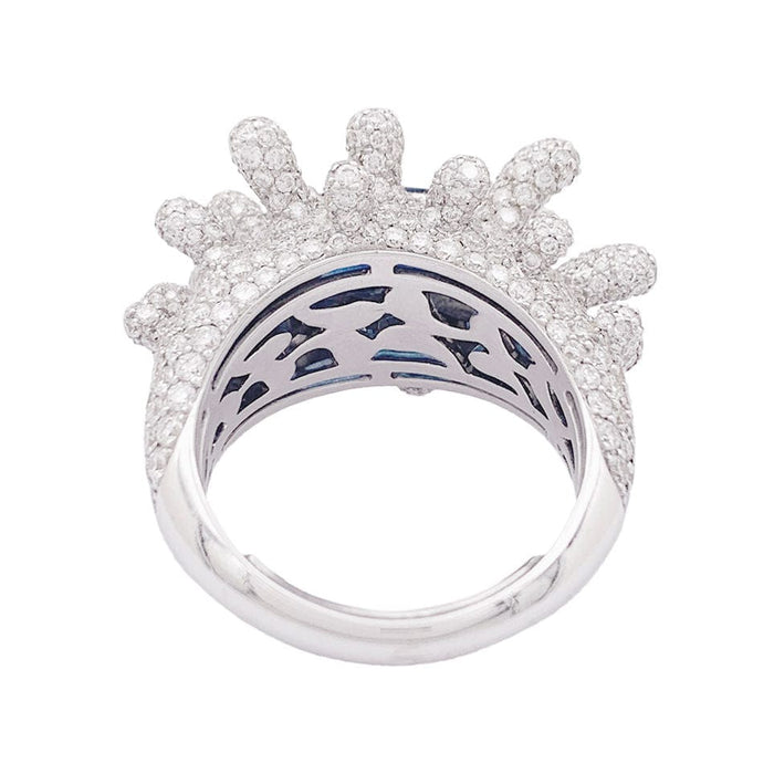 Bague 50 Bague or blanc, saphir et diamants. 58 Facettes 34081