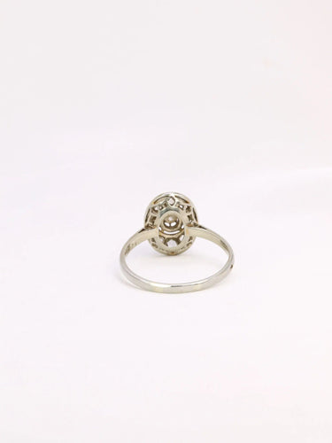 Bague Bague Belle Epoque ovale or platine diamant 0,15 ct 58 Facettes J324