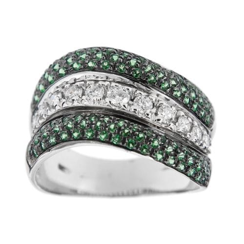 Bague 57 Bague avec émeraudes et diamants 58 Facettes 38594