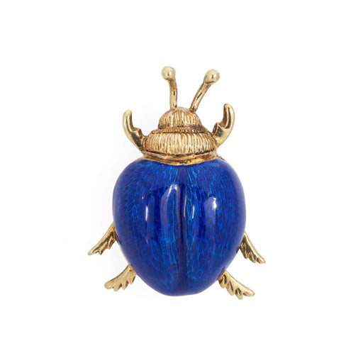 Vintage Ladybug Brooch Blue Enamel Yellow Gold 58 Facettes G8607