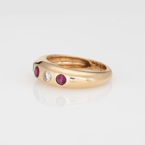 Bague 54 Bague vintage rubis et diamants alternés en or jaune 58 Facettes G14180