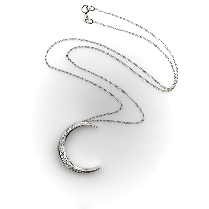 Collier Collier croissant de lune en or blanc 58 Facettes