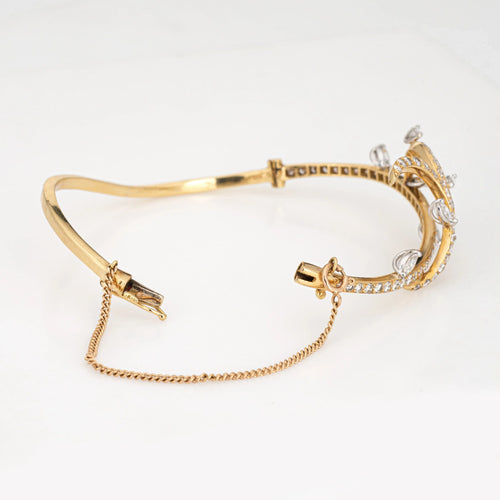 Bracelet Bracelet vigne vintage en or jaune 18 carats avec diamants de 1,50 ct et bijoux fins 58 Facettes G13389