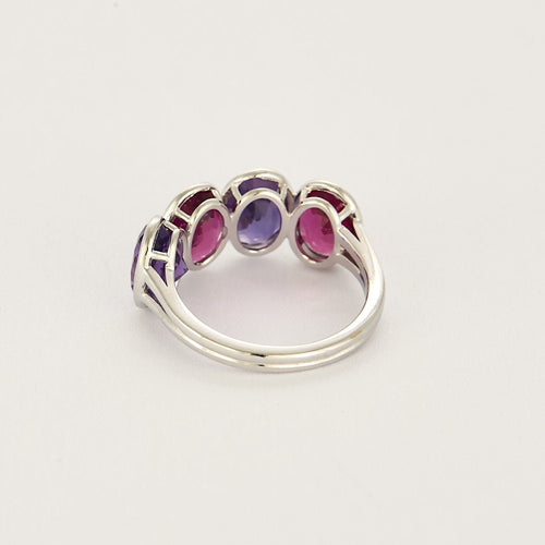 Bague 49 Bague or gris, tourmalines et améthyste 58 Facettes RNG3391