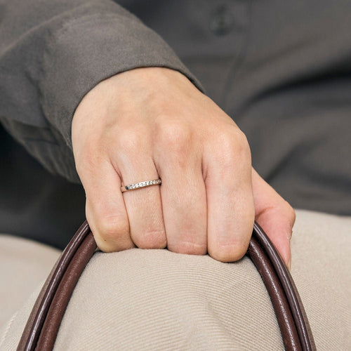 Bague 47,5 Demi-Alliance or blanc et diamants 58 Facettes PER1307