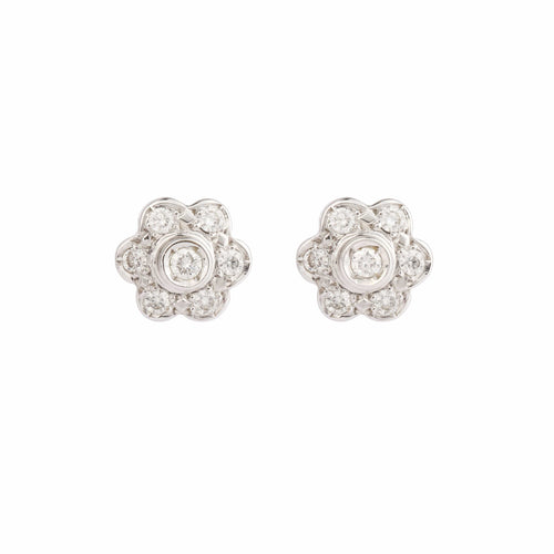 Boucles d'oreilles Boucles d'Oreilles Marguerite Diamants 1 Carat Or Gris 18 Carats 58 Facettes BO255