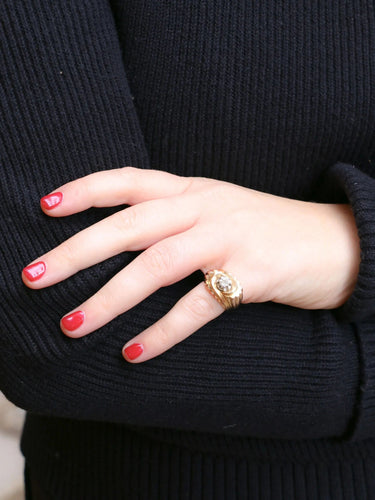 Bague 49 Bague tank or platine diamant taille ancienne 0.25ct 58 Facettes J194