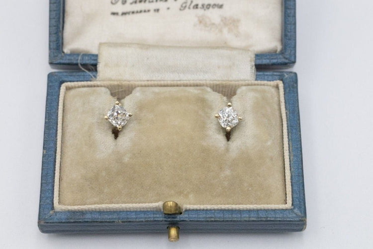 Boucles d'oreilles Boucles d’oreilles diamants taille brillant ancienne 1,27 ct en or jaune 14k 58 Facettes 11491
