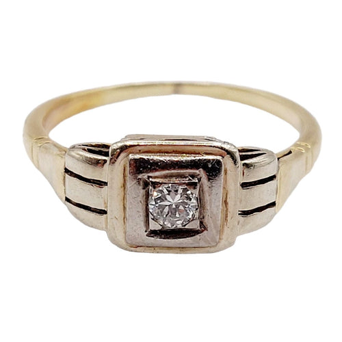 Bague 49.5 Bague Art Déco or deux tons, diamant 58 Facettes A05340