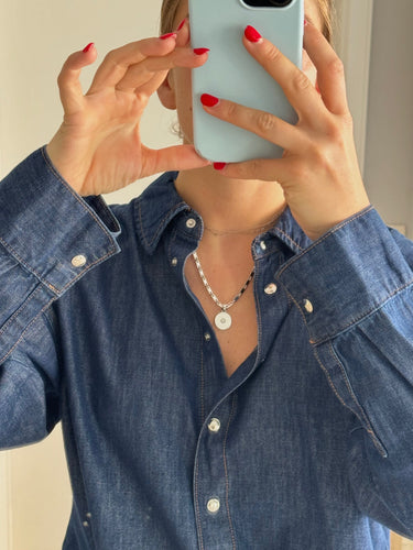 Collier CARTIER - chaîne et médaillon vintage en or blanc 58 Facettes