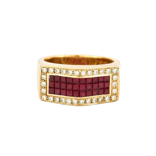 Bague 54 Bague art déco tank or jaune et rubis 58 Facettes BO/230060 RIV