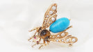 Broche Broche mouche en or jaune turquoise, oeil de tigre et perles fines 58 Facettes 32820