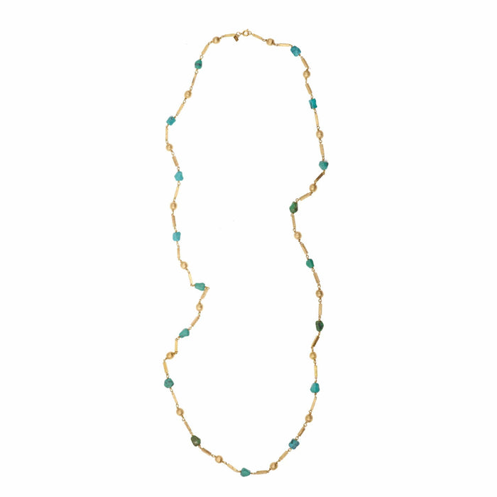 Collier Sautoir Vintage Turquoises Or Jaune 58 Facettes C134