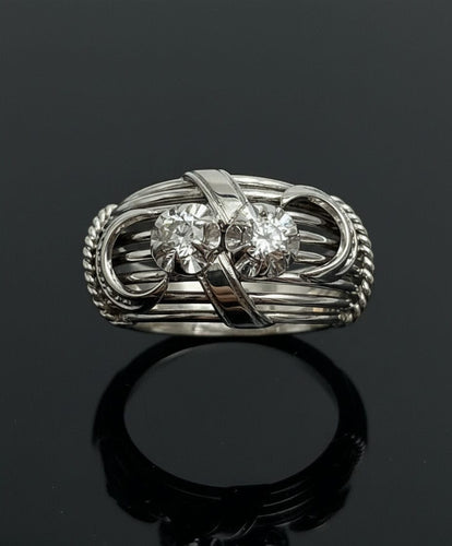 Bague Bague « mille fili » bombée ornée de diamants. Italie, années 1950. 58 Facettes