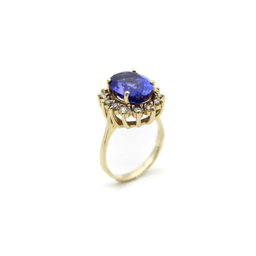 Bague 54 Bague en or tanzanite et halo de diamants par LeVian 58 Facettes