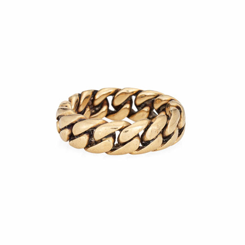 Bague Bague vintage à maillons cubains, taille 6, anneau vintage de 6 mm, or jaune 14 carats, empilable 58 Facettes G13970