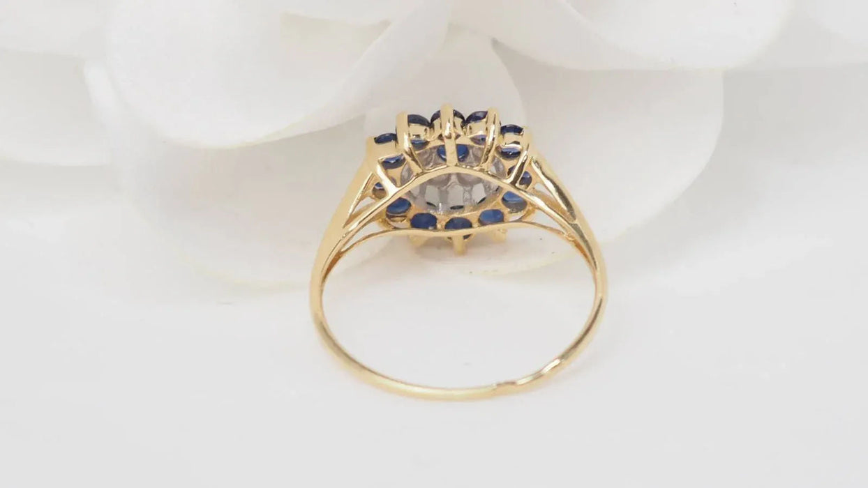 Bague marguerite saphirs et diamants