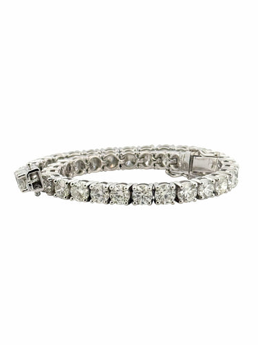 Bracelet Rivière de diamants exceptionnelles , or blanc 18 carats 58 Facettes