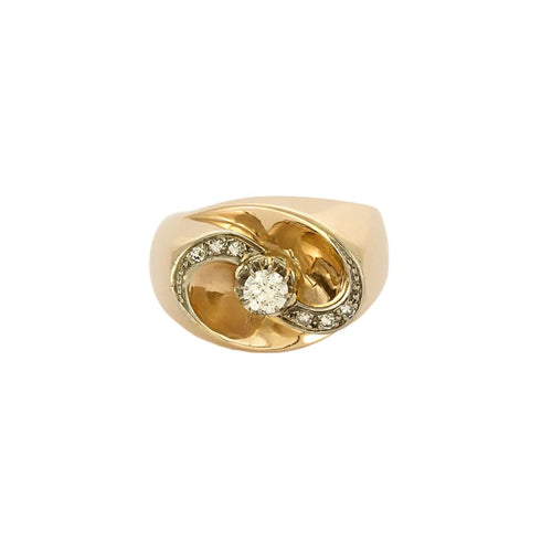Bague Bague en or jaune, blanc et diamants 58 Facettes CLA07072