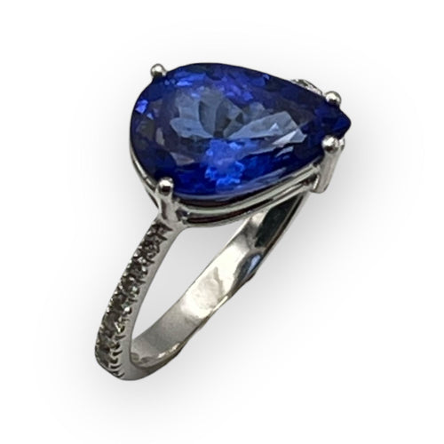 Bague 50 Bague or blanc 750 diamants et tanzanite 58 Facettes 149060163