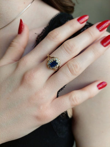 Bague 53 Bague marguerite saphir et diamants 58 Facettes 086351