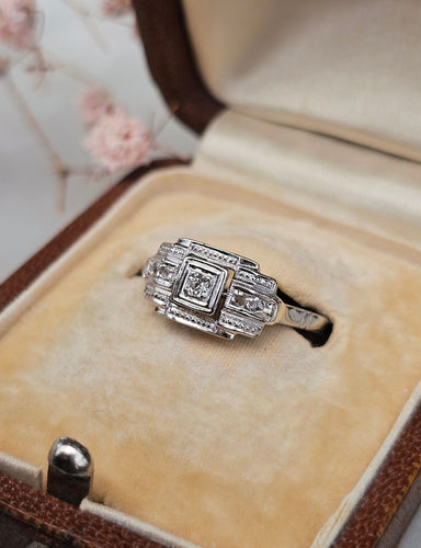 Bague 55 Bague Art Déco Diamants Or Blanc et Platine 58 Facettes 579