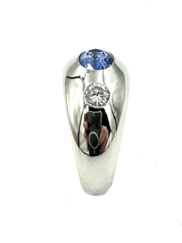 Bague BVLGARI. Bague vintage or blanc, saphir et diamants 58 Facettes