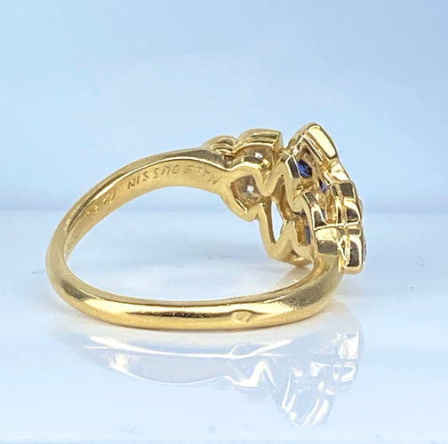 Mauboussin - Bague en or jaune 18 carats et saphirs et diamants