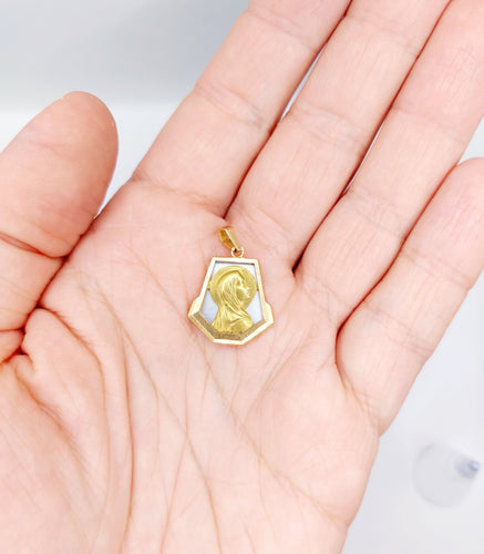 Pendentif Médaille - Médaille religieuse art déco en or rose 18k et nacre 58 Facettes A06573