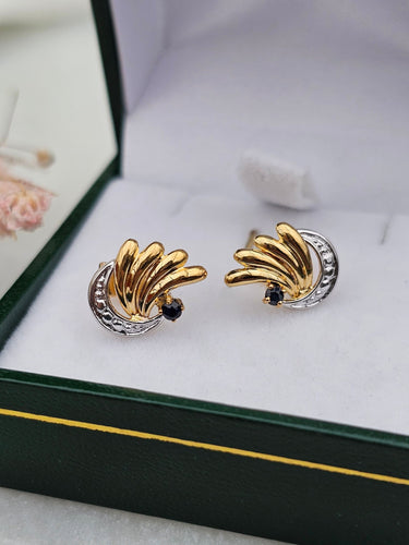 Boucles d'oreilles Boucles d'oreilles or jaune et or blanc Saphirs 58 Facettes 635