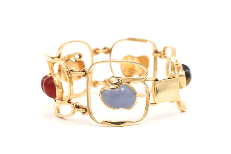 Bracelet Bracelet 1970 en or jaune 9 carats serti de gemmes 58 Facettes B635