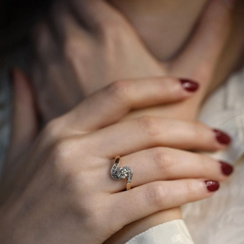 Bague 53.5 Bague 1900 or et platine, diamants taille ancienne 58 Facettes