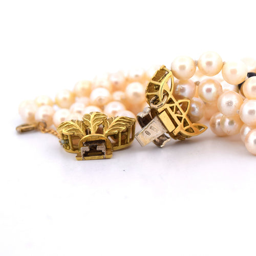 Collier Collana vintage con perle naturali et fermoir en or jaune 18 kt 58 Facettes