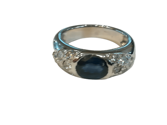 Bague 52 Bague Jonc Or Blanc Saphir Diamants 58 Facettes