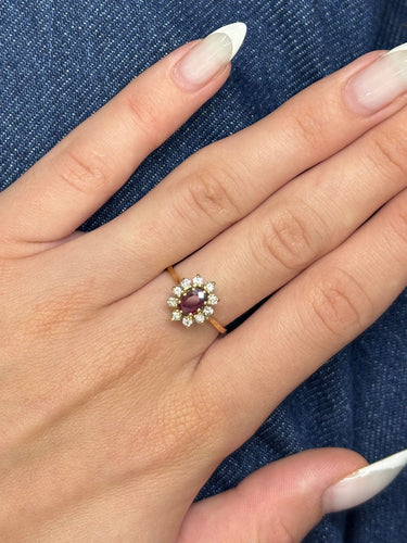 Bague 48 Bague marguerite or jaune rubis et diamants 58 Facettes 882