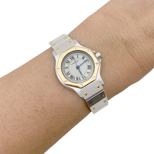 Montre Montre Cartier, "Santos Octogonale", acier et or. 58 Facettes 34850