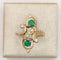 Bague 52 Bague Toi & Moi en or jaune ornée de deux émeraudes et torsadée de diamants 58 Facettes