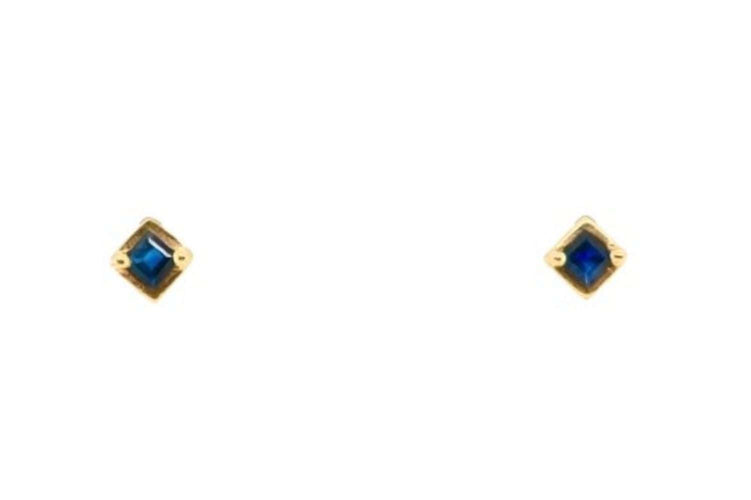 Boucles d'oreilles Boucles d'oreilles saphir bleu taille princesse en or 18 carats 58 Facettes